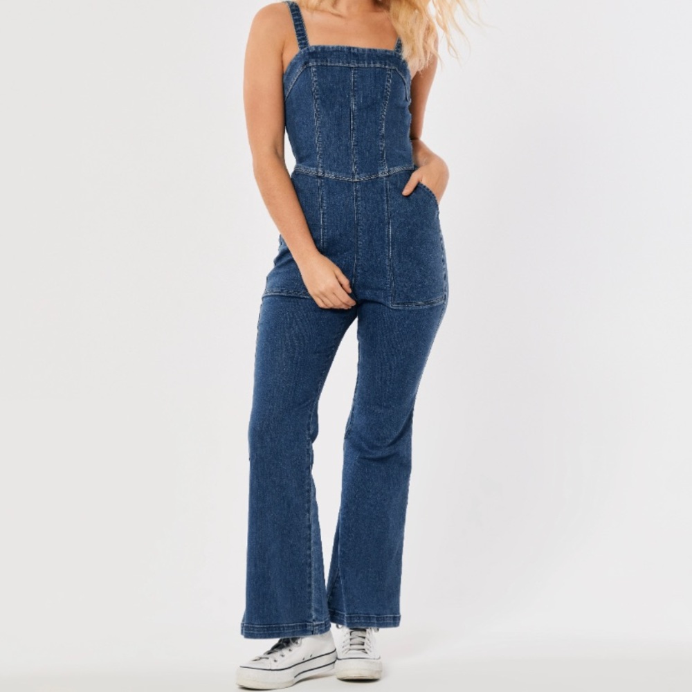 Hollister Blue Denim Jumpsuit Flared